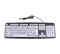 Kingjinglo USB Wired PC Computer Game Gaming Keyboard High Contrast Large Print White Keys Black Letter for Old People Elderly Men