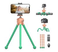 KINGJOY 360° Octopus-Style Flexible Mini Phone Tripod with Phone Mount and Wireless Remote Control, compatible with smartphones, GoPro, and Insta360 action cameras, Maximum load capacity: 11 lbs