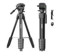 KINGJOY 61'' Lightweight Camera Tripod Stand for Canon Nikon DSLR Camera, Travel Tripod with Remote, Phone Holder, Tripod Bag, Black Max Load 11lb
