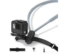 KINGJOY Neck Mount for Action Camera with Air Cushion, Adjustable Strap Compatible with GoPro Hero 13/12/11, DJI Action 5 Pro, Insta 360 X5, Camera Necklace Video Recorder for Cycling, Skiing, Surfing