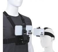 KINGKI Mobile Phone Chest Strap Harness Mount Head Strap Holder Kit for POV/VLOG,Cell Phone Clip Compatible with iPhone,Samsung,GoPro Hero 12, 11,10, 9, 8, AKASO,DJI Osmo,and Action Cameras…