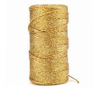 KINGLAK Christmas Twine, 100m 1.5mm Gold String for Baubles, Sparkly Gold Twine Thread, Metallic Cord Glitter Xmas String for Crafts, Hanging Christmas Tree Decorations