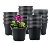 KINGLAKE 100Pcs Plastic Plant Pots 10cm Black Seed Seedling Pots Flower Nursery Pots for Vegetables,Flowers,Herbs,Cuttings, Succulent