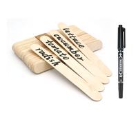 KINGLAKE 100Pcs Wooden Plant Labels with Pen, 15x1.6cm Wooden Garden Markers Tags Jumbo Natural Wood Sticks for Herb Seed Vegetable Flowers