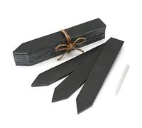 KINGLAKE 10Pcs Slate Plant Labels and Talcum Pen, Plant Markers Labels for Outdoor Plants, Reusable Large Garden Markers Signs for Vegetable Patch, Herbs, Potted Plants, Flowers (20x3cm)