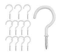 KINGLAKE 12 Pcs 2 Inch White Mug Cup Hooks: Plastic, PVC Coated, Screw-in Hooks for Wood, Cabinet, Wall, Kitchen Utensils, Hanging Plant