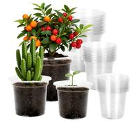 KINGLAKE 15 Pcs Plastic Plant Pots Clear Orchid Pots, 10/12.7/16.5cm Nursery Pots Small Flower Seedling Pots for Potting Orchids Seed Cutting Succulents, Mixed Sizes