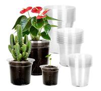 KINGLAKE 15 Pcs Plastic Plant Pots Clear Orchid Pots, 9/10/12.7cm Nursery Pots Small Flower Seedling Pots for Potting Orchids Seed Cutting Succulents, Mixed Sizes