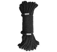KINGLAKE 15m Black Soft Silk Rope 7mm, Heavy Duty Twisted Cord Strong Hanging Rope for Outdoor, Washing Line, Gardening, Plant Hanger, Camping, DIY & Multipurpose Use