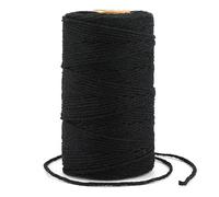 KINGLAKE 2 mm Cord Black, 100 m Cotton Cord, Macrame Yarn, Thin Cotton Yarn, String for Baking, Cooking in the Kitchen, DIY Crafts, Christmas Gifts, K Packaging, Decoration