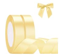 KINGLAKE 20mm Champagne Gold Satin Ribbon for Gift Wrappring, 44M Polyester Balloon Ribbon Fabric Thick Ribbon for Crafting,Xmas,Valentine,Bouquets,Cake,Hair Bow, Wedding Party Decoration