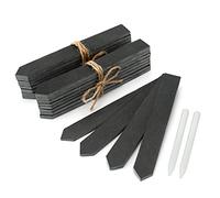 KINGLAKE 20Pcs Slate Plant Labels and Talcum Pen, Natural Slate Plant Markers Labels for Outdoor Plants, Reusable Garden Markers Signs for Vegetable Patch, Herbs, Potted Plants, Flowers (15x2cm)