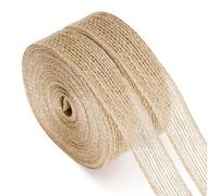 KINGLAKE 2cm Hessian Ribbon Roll, 20m Burlap Jute for Gift Wrapping, Brown Natural Craft for Crafting, Florist, Presents Packing, Rustic Wedding & Christmas Decorations