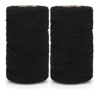 KINGLAKE 2x100m Black Cotton String, 2mm Butchers String Kitchen Bakers Twine for Crafts, Baking, Gift Wrapping, Gardening, Knitting, Wall Hanging, Cooking Meat