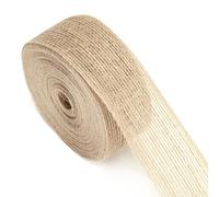 KINGLAKE 3.8cm Hessian Ribbon Roll, 10m Burlap Jute Ribbon for Gift Wrapping, Natural Brown Craft Ribbons for Crafting, Florist, Presents Packing, Rustic Wedding & Christmas Decorations