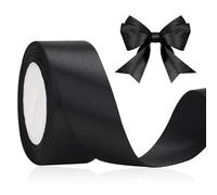 KINGLAKE 40mm Black Satin Ribbon for Gift Wrappring, 22M Polyester Balloon Ribbon Fabric Thick Ribbon for Crafting,Xmas,Valentine,Bouquets,Cake, Hair Bow, Wedding Party Decoration