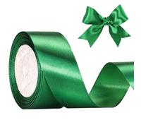 KINGLAKE 40mm Green Satin Ribbon for Gift Wrappring, 22M Polyester Balloon Ribbon Fabric Thick Ribbon for Crafting,Xmas,Valentine,Bouquets,Cake,Hair Bow, Wedding Party Decoration