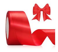 KINGLAKE 40mm Red Satin Ribbon for Gift Wrapping, 22M Polyester Fabric Decorative Ribbon for Xmas, Valentine, Bouquets, Wedding Decoration