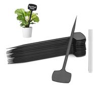 KINGLAKE 50Pcs Large Plastic Plant Labels Outdoor, 28.5x6.5cm Super Thick Black Garden Tags, Tall Vegetable Markers T-Type