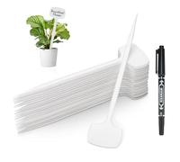 KINGLAKE 50Pcs Large Plastic Plant Labels Outdoor, 28.5x6.5cm Super Thick White Garden Tags, Tall Vegetable Markers T-Type Waterproof