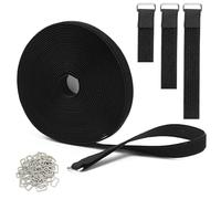 KINGLAKE 5m x 2cm Reusable Cable Straps with 25 Metal Buckles, Free Cut Length, Hook and Loop Cable Ties, Black Adjustable Fastening Straps for Cable Tidy, Wire Management, Cord Organiser