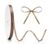 KINGLAKE 5mm Plastic Raffia Ribbon Roll 200m Poly Brown Raffia String for Crochet, Hat Bag Weaving, Gift Wrapping, Bouquet Tying, DIY Crafts and Gift Wrapping