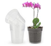 KINGLAKE 6Pcs 11.5cm Orchid Pots Clear, Plastic Plant Pots for Orchids, Transparent Nursery Flower Pots for Indoor Orchid Repotting