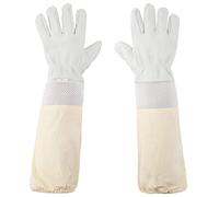 KINGLAKE Beekeeping Gloves Large Beekeeper Protective Gloves for Men & Women with Vented Sleeves(White)