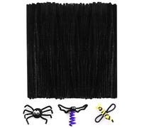 KINGLAKE Black Pipe Cleaners for Craft, 200pcs 30cm x 6mm Long Halloween Craft Pipe Cleaners Chenille Stems for DIY Crafting Halloween Xmas Tree Decorations