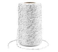KINGLAKE Cotton String Twine with Silver, 100m Metallic Christmas Decor String for Gift Wrapping and Crafts