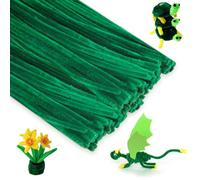 KINGLAKE Dark Green Pipe Cleaners for Craft, 100pcs Chenille Long Christmas Craft Pipe Cleaners, 30cm x 6mm Chenille Stems Pipe Cleaners for DIY Crafting Halloween Xmas Tree Decorations