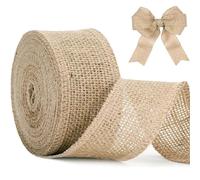 KINGLAKE Hessian Burlap Jute Ribbon Roll, 8cm x 10m Brown Natural Craft Ribbon for Gift Wrapping, Florist, Presents, Crafting, Rustic Wedding & Christmas Decorations