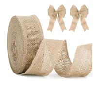 KINGLAKE Hessian Jute Ribbon, 4cm Brown, 10m Roll, Rustic, Perfect for Gift Wrapping, Crafting, Decorating, Special Occasions