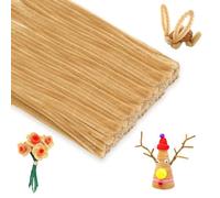 KINGLAKE Light Brown Pipe Cleaners for Craft, 100pcs Chenille Long Christmas Craft Pipe Cleaners, 30cm x 6mm Chenille Stems Pipe Cleaners for DIY Crafting Reindeer Halloween Xmas Tree Decorations