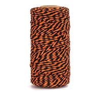 KINGLAKE Orange Black Cotton String, 2mm 100m Halloween Twine String, Butchers Bakers String for Gift Wrapping, Crafts, Halloween Decor, Party Gift Tags Bags