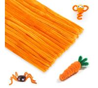 KINGLAKE Orange Pipe Cleaners for Craft, 100pcs Chenille Long Halloween Craft Pipe Cleaners, 30cm x 6mm Chenille Stems Christmas Pipe Cleaners for DIY Crafting Pumpkin Xmas Decorations