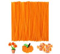 KINGLAKE Orange Pipe Cleaners for Craft, 200pcs Chenille Long Halloween Craft Pipe Cleaners, 30cm x 6mm Chenille Stems Christmas Pipe Cleaners for DIY Crafting Pumpkin Xmas Decorations