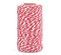 KINGLAKE Red and White Cotton String, 2mm x 100m Christmas Bauble String for Gift Wrapping, Butchers Bakers Twine for Crafts, Xmas Decoration, Cooking Meat