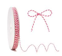KINGLAKE Red and White String, 2mm × 100m Christmas String for Gift Wrapping, Butchers Bakers Twine Cotton String for Crafts, Xmas Presents, Festive Decoration, Cooking Meat, Valentine's Day