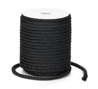 KINGLAKE Soft Cotton Black Rope 6mm, 30m Macrame Cord Twisted Thick String Decorative Rope for Crafts, Washing Line, Wall Hanging, Plant Hanger, Gardening, Decoration, Repairing Cat Scratching Post