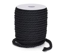 KINGLAKE Soft Cotton Black Rope 8mm, 20m Macrame Cord Twisted Thick String Decorative Rope for Crafts, Washing Line, Wall Hanging, Plant Hanger, Gardening, Decoration, Repairing Cat Scratching Post