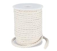 KINGLAKE Soft Cotton Rope 6mm, 30m Macrame Cord Twisted Thick String Decorative Rope for Crafts, Washing Line, Wall Hanging, Plant Hanger, Gardening, Decoration, Repairing Cat Scratching Post (Beige)