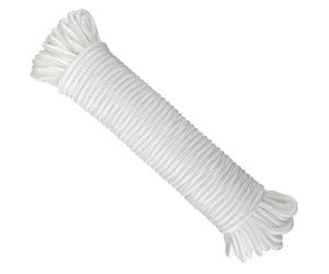 KINGLAKE White Nylon Rope 6mm,30m Braided Nylon Cord Hanging Rope String Strong Traction Tying Rope for Camping, Survival, Gardening, Bundling, Workshop, Outdoor Multipurpose Utility Rope