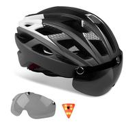 KINGLEAD Adult Men's Women's Bike Helmet with LED Lighting and Magnetic Visor, Mountain Bike Helmet Magnet Protection Road Removable and Adjustable 57-62CM