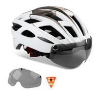 KINGLEAD Adult Men's Women's Bike Helmet with LED Lighting and Magnetic Visor, Mountain Bike Helmet Magnet Protection Road Removable and Adjustable 57-62CM