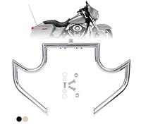 Kinglemc Crash Bar Engine Guard Highway Bar for Harley Davidson Touring Road Glide Road King Street Glide Electra Glide CVO and Trike Models 09-23 (Mustache Silver)