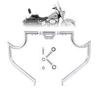 Kinglemc Crash Bar Engine Guard Highway Freeway Bar for Harley Softail Fat boy Fat Bob Heritage Low Rider Breakout Street Bob Deluxe Models (Softail 2018-up, Chrome-Mustache Style)