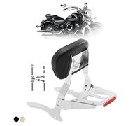 Kinglemc Powersports Sissy Bar with Backrest Luggage Rack for Yamaha Vstar 1100 XVS 1100 Classic Custom 1998 to 2016(Silver,Non-Studded)