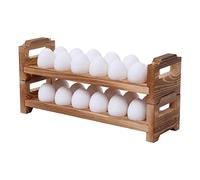 kingLin Stackable Wooden Egg Holder Countertop, Farmhouse Kitchen Fresh Egg Display Storage Rack Organizer Tray, 24 Slots, Natural Wood, Chemical-Free Coating