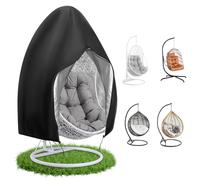 Kingling Egg Chair Cover - Outdoor Single Seat Swing Egg Chair Covers Waterproof with Zipper, Heavy Duty Waterproof Hanging Egg Chair Covers (Cover Only), 131D×190H cm, Black